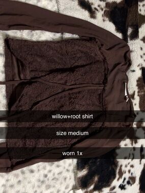 Willow+Root Lace Front Brown Long Sleeve Top